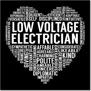 Low Voltage Electrician Heart Posters and Art